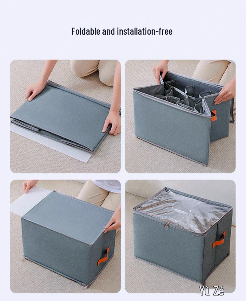 Yuzhe Transparent Foldable Shoe Storage Box with Compartments and Lid for Shoes and Sundries