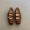 Retro Niche Design Flat-bottomed Square Head Single Shoes Ballet Shoes Early Autumn New French Silver Mary Jane Shoes Women's Shoes