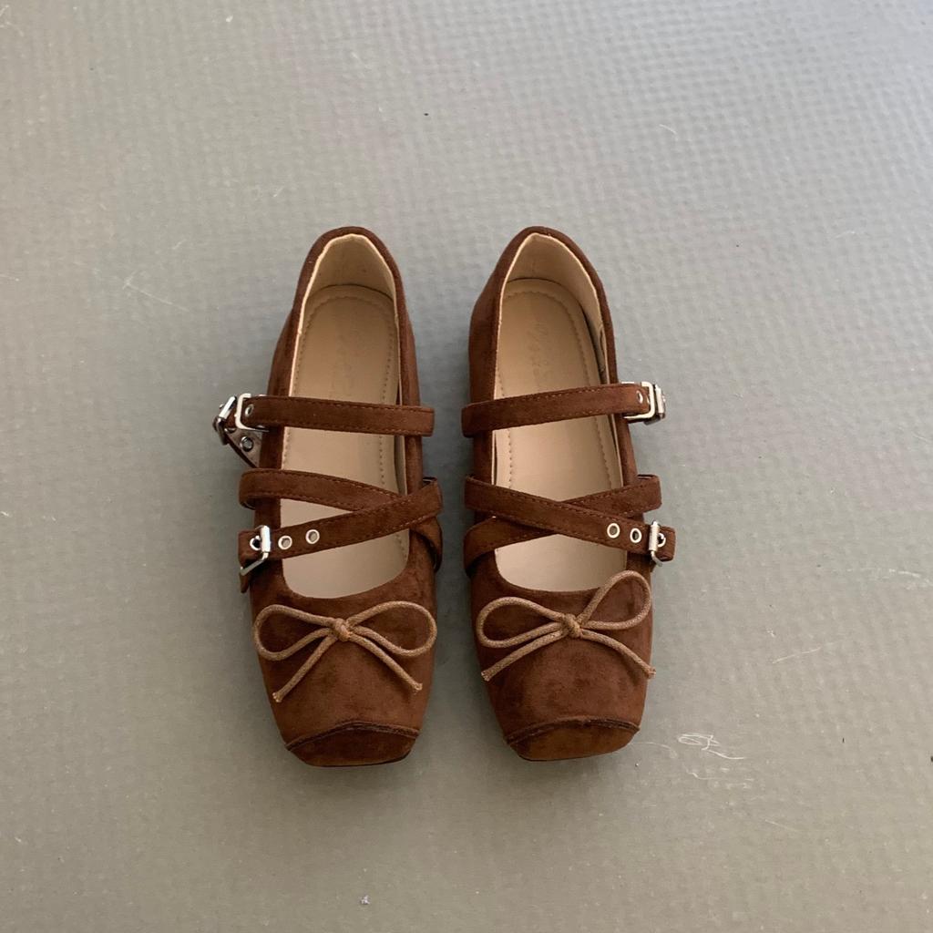 Retro Niche Design Flat-bottomed Square Head Single Shoes Ballet Shoes Early Autumn New French Silver Mary Jane Shoes Women's Shoes