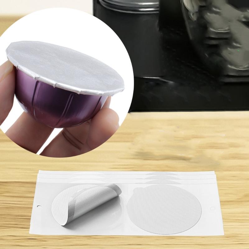 Pack of 100 Coffee Pods Foil Lids Set 62mm Coffee Pods Stickers Coffee Sealers Aluminum Foil Texture Coffee Pods Covers