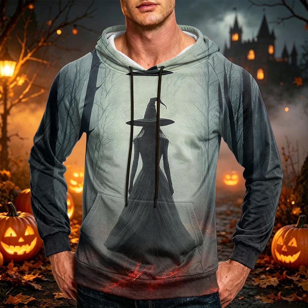 Men's Casual Loose Fit Hoodie with Kangaroo Pocket and Drawstring Printed Sweatshirt