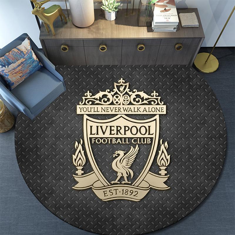Liverpool Runder Teppich, Teppich für Wohnzimmer Schlafzimmer Sofa Spielzimmer Dekoration, Rutschfeste Bodenmatte