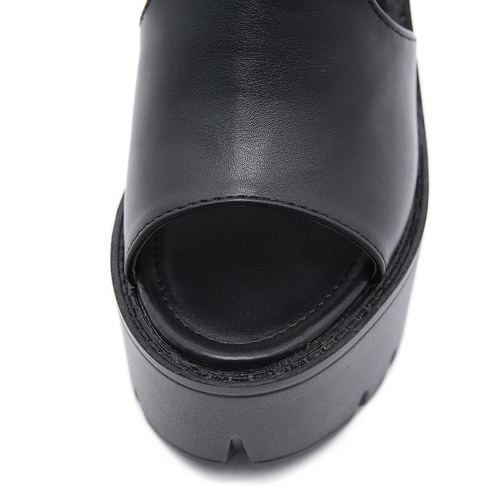 Letní Dámské Boty Sandály na vysokém podpatku Černá Platforma Klín Móda All-Match Trend Sandály na vysokém podpatku Sandály De Mujer