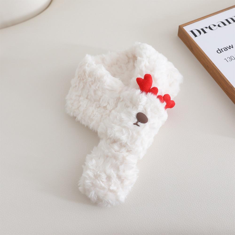 

New Antlers Cross Scarf Thicken Neck Scarf Cartoon Windproof Neckerchief Wrap Winter белый