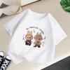 Children's Short Sleeved Round Neck T-shirt with Charming Labubu Print