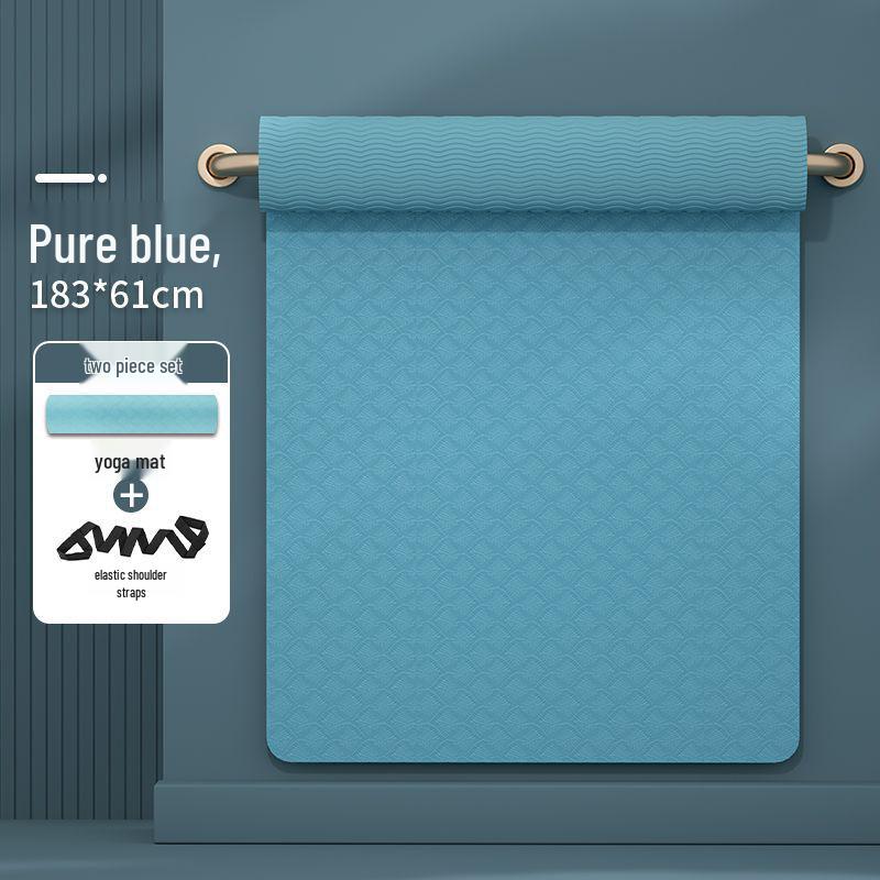 Нескользящий коврик для йоги из ТПЭ: Утолщенный, Звукоизолирующий, Амортизирующий Танцевальный Коврик с Мелкими Несовершенствами 183cm*61cm*6mm