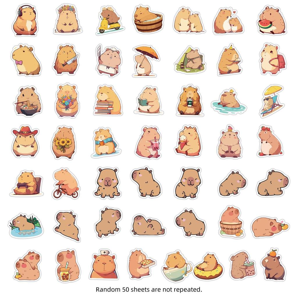 50 Cute Capybara Waterproof Stickers for Luggage - Perfect for Kids' DIY Decorating
