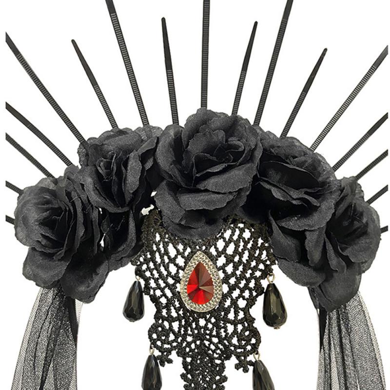 Crown Headband Durable Headband Clothing Accessories Black Veil High Quality Gauze One Size Fits All Halloween Decoration Cool