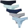 TUOTISI Cotton Ribbed Knit Stretch Comfortable Sexy Underwear Bikini Tanga Smooth Women's T-Back Panties, Non-Slip Skin, 5-Pack (Size L)