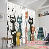 2pcs,2D Plane Printing Pattern Curtains Colorful Cat Parade Polyester Fabric (without Rod) Versatile All Ldeal for Bedroom,