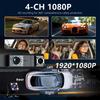1080P Quad Dash Cam, 4-Channel 4-Screen Display, WiFi, Phone Sync, Rear View, Night Vision, Wide Angle