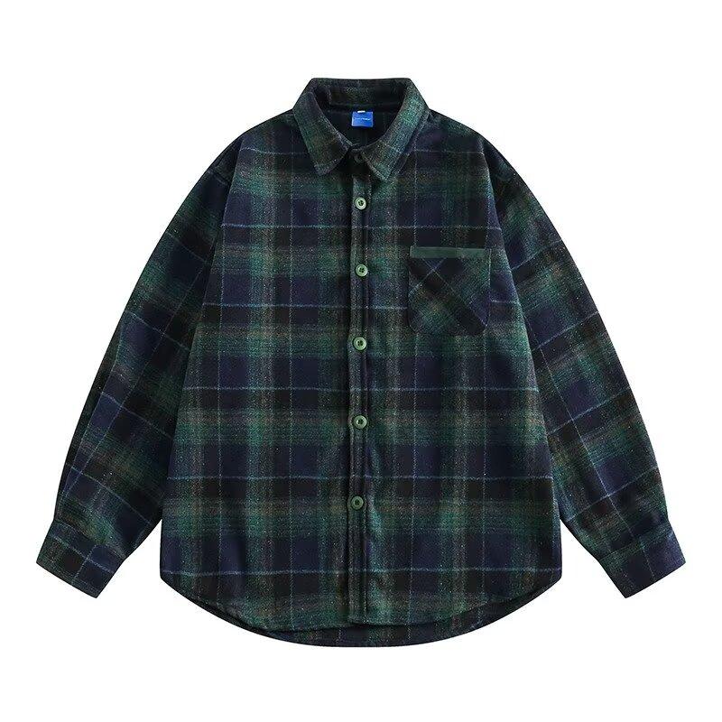 

Рубашка с длинным рукавом с буквенным принтом 2024 года в японском стиле в стиле Гонконга, свободная рубашка для мальчиков, летнее модное универсальное повседневное пальто 2XL зелёный