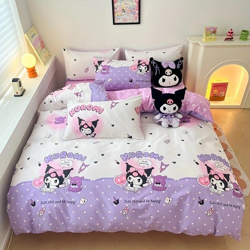 Bed Three-Piece Set, Sanrio Cartoon Series Digital Printing, Double-Sided Three (Four) Piece Set