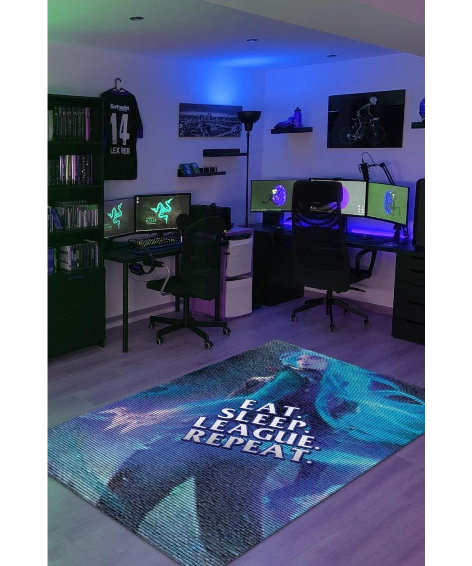 

Eat Sleep Rest Woven Based Washable Non-Slip Gamer Rug
