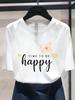 (Asian Size) style flower w 90s T shirt Print Women's Top O-neck Short Sleeve T-shirts Fashion Female Casual Clothing Graphic Tee