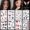 Halloween Makeup: Horror Scars, Fake Teeth, Little Tiger Teeth, and Blush Tattoo Stickers for Party Decoration