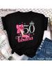 50 Favolosa T-shirt con Stampa Grafica Donna Scarpe Rosa Alte Corona Regalo di Compleanno T-shirt Femme Grigio Verde Giallo Nero T-shirt
