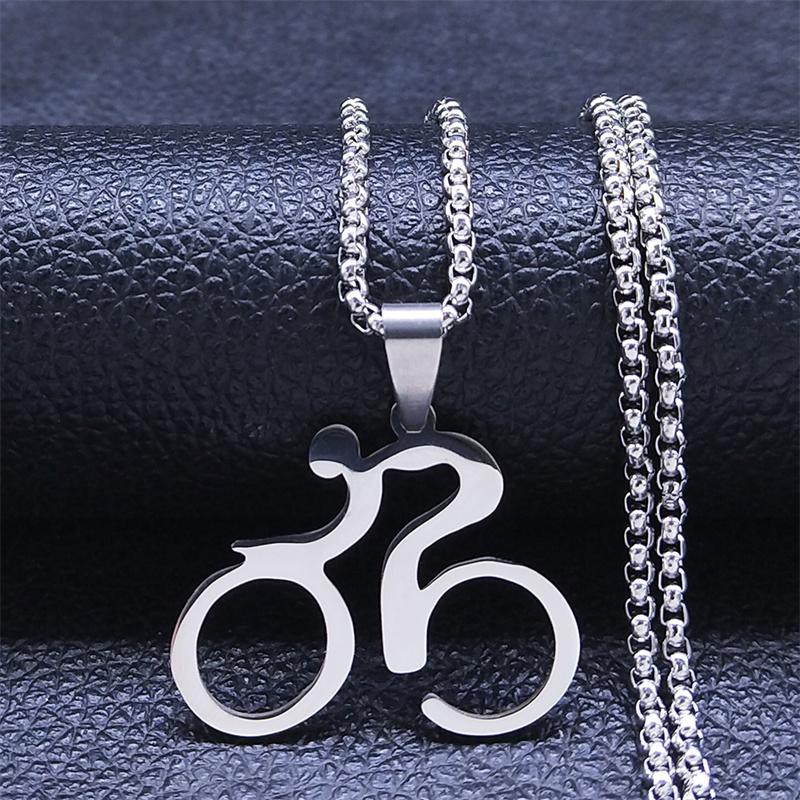 Stal Nierdzewna Wisiorek Naszyjnik Rowerowy dla Mężczyzn Kobiet Rower Kolarstwo Opona Łańcuszek Choker Biżuteria Szyjna pingente bicicleta N2654S01