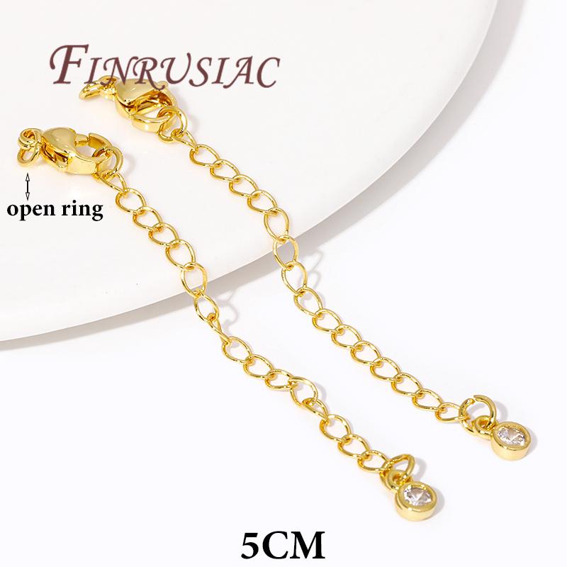 5CM 18K Gold Plated Extension Extended Tail Chains with Lobster Clasps Connectors Findings For Jewelry Making DIY Accessories