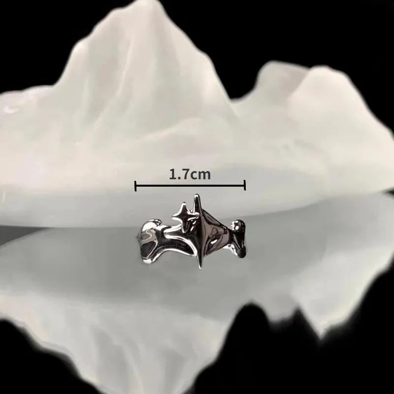 Dark Style Niche Starry Ring, Men's and Women's Fashionable Light Luxury Neutral Style Index Finger Ring, Irregular Star Opening Ring.