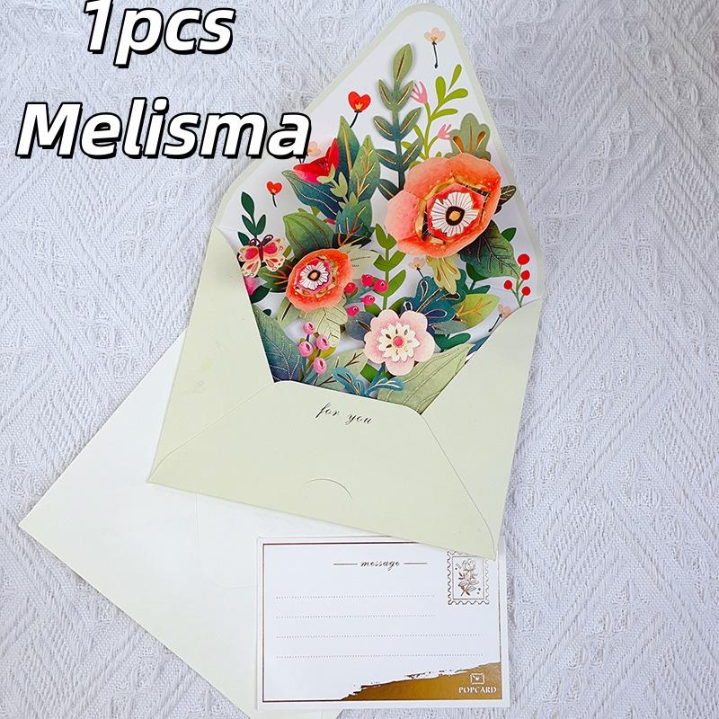 1pcs New Romantic Flower Birthday Christmas Card 3d Pop-Up Greeting Cards Party Wedding Decorations Creative Girl Envelope Gifts