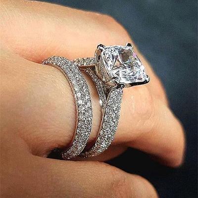 Gorgeous 2Pcs/Set Women's Rings CZ Stone Fashion Lady's Accessories Wedding Party Statement Jewelry