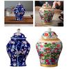 Tea Canister Storage Pot Display Tank Floral Arrangement Ceramic Flower Vase Ginger Temple Jar for Kitchen Dining Room Coffee