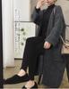Bidason Evolved Long Knit Collarless with Warm Long Gray Women's Cardigan, Pockets, Stylish, Cute, Simple, Soft, Figure-Flattering, Slimming, Warm,