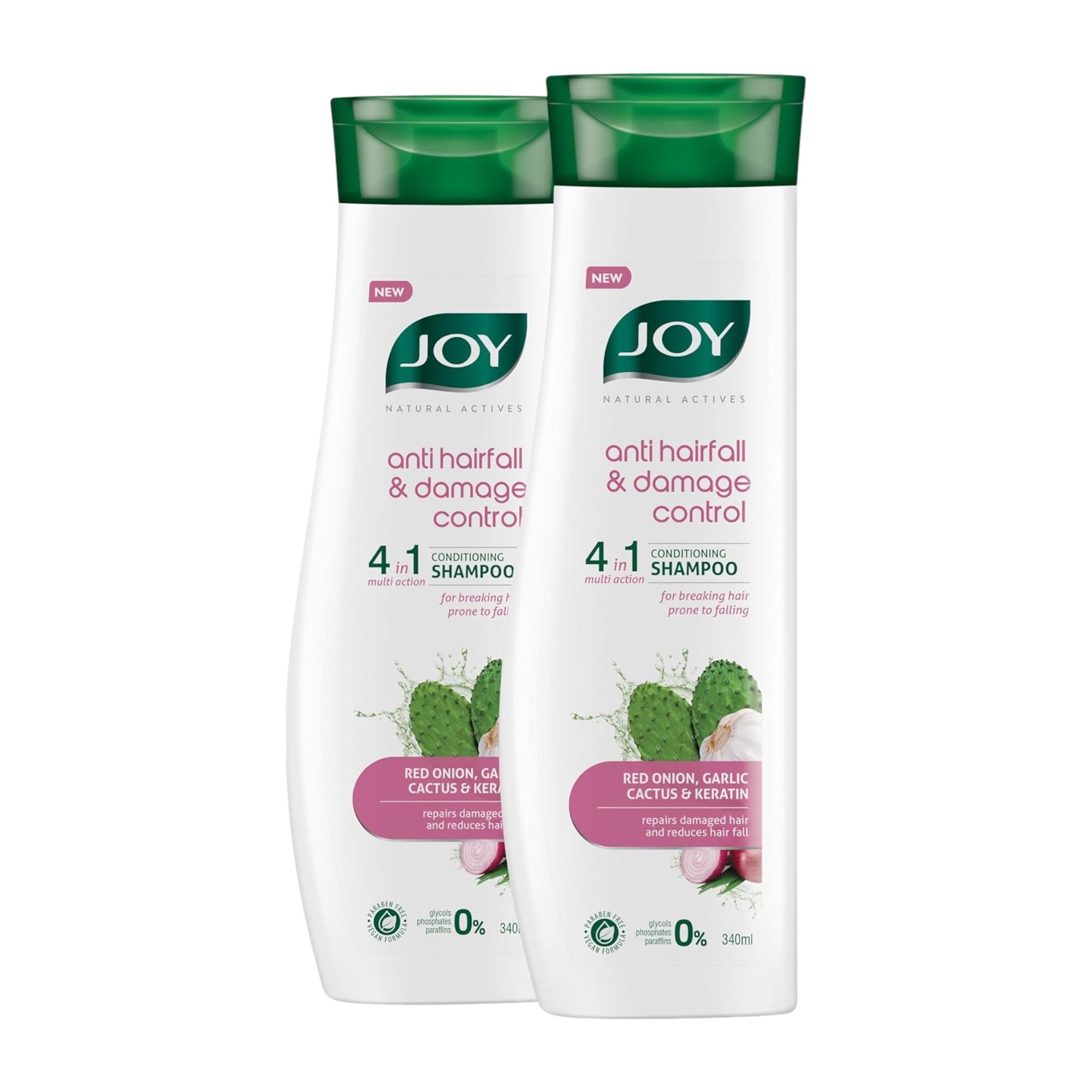 

Joy Red Onion Anti-Hair Fall Shampoo 340ml x 2 Pack | 4 in 1 Conditioner Strengthens Hair, Repairs Damage, Reduces Hair Fall