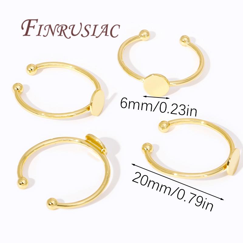 

Adjustable Ring Opening 18K Real Gold Plated Flat Circle Pad Bezel Ring Base Round Blanks Fittings For DIY Rings Jewelry Making 5 Pieces