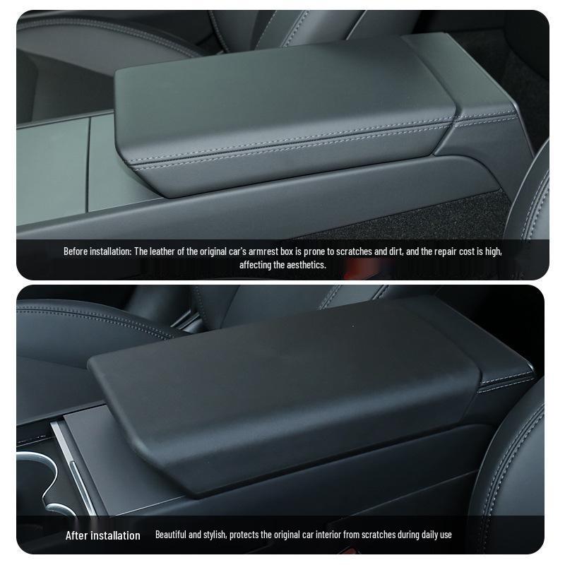 Updated Model 3/Y Armrest Box & Center Console Cover - TPE Protective & Decorative Car Mod Accessories