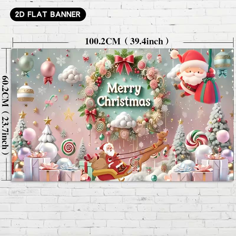 2D Christmas Party Photo Booth Backdrop with Candy Canes and Gifts