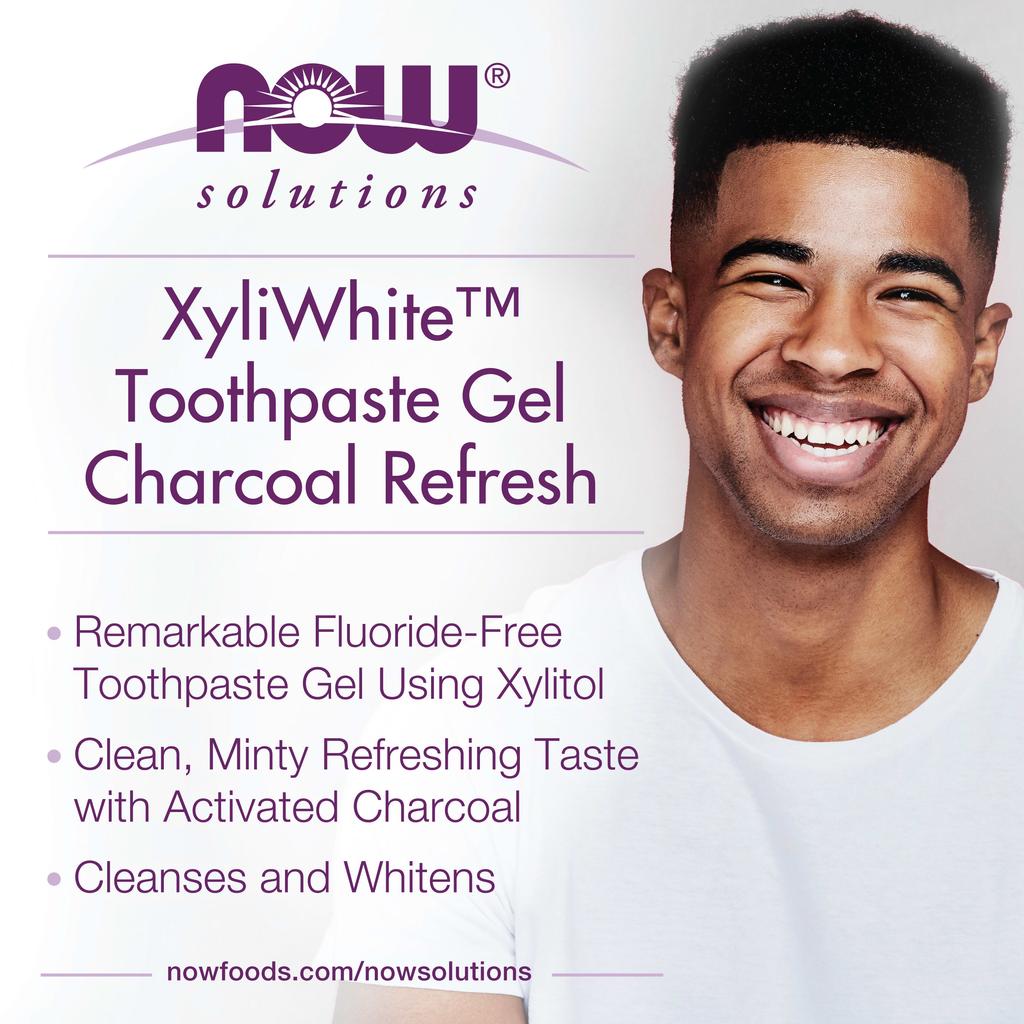NOW Foods, Solutions, XyliWhite, Charcoal Refresh, Toothpaste (Gel Type), Mint, 181g (6.4oz)