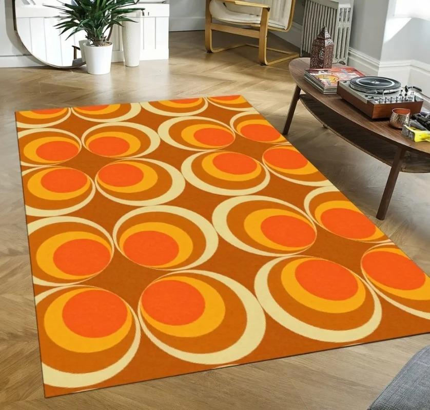 Psychedelische Groovy Teppiche Rutschfeste Waschbare Teppiche für Wohnzimmer Schlafzimmer und Küche Verleihen Sie einen Hauch von 60er-Jahre-Stil Fußmatten