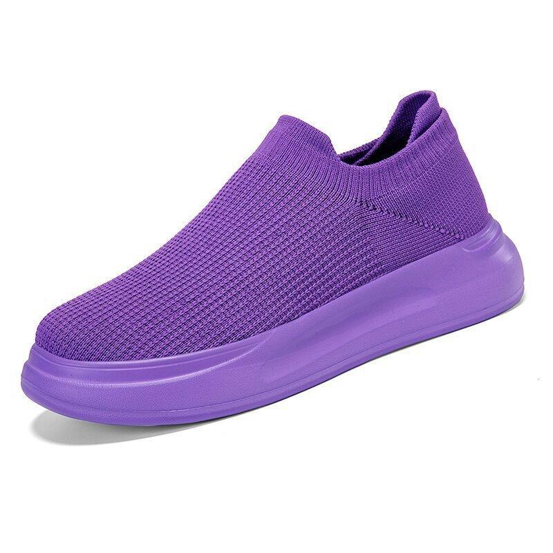 Spring and summer new breathable mesh shoes thick-soled fly-woven foot socks casual shoes