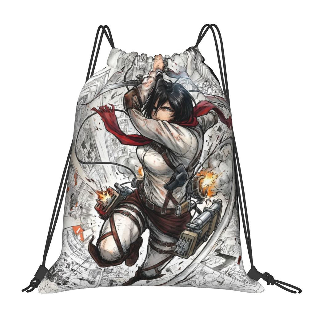 Custom Attack On Titans Drawstring Backpack Women Men Sport Gym Sackpack Foldable Manga Training Bag Sack