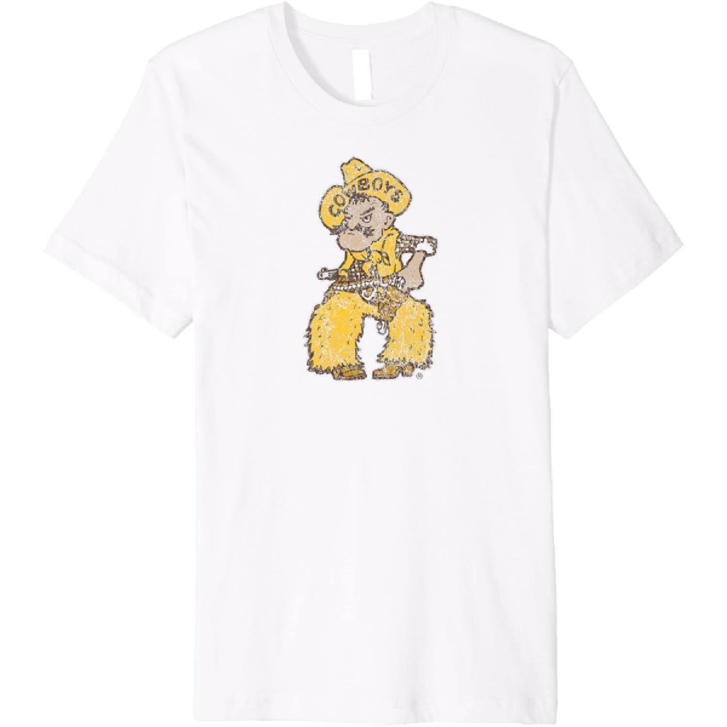 Wyoming Cowboys Apparel Vintage Distressed Pistol Pete Premium T-Shirt XXXXXL белый
