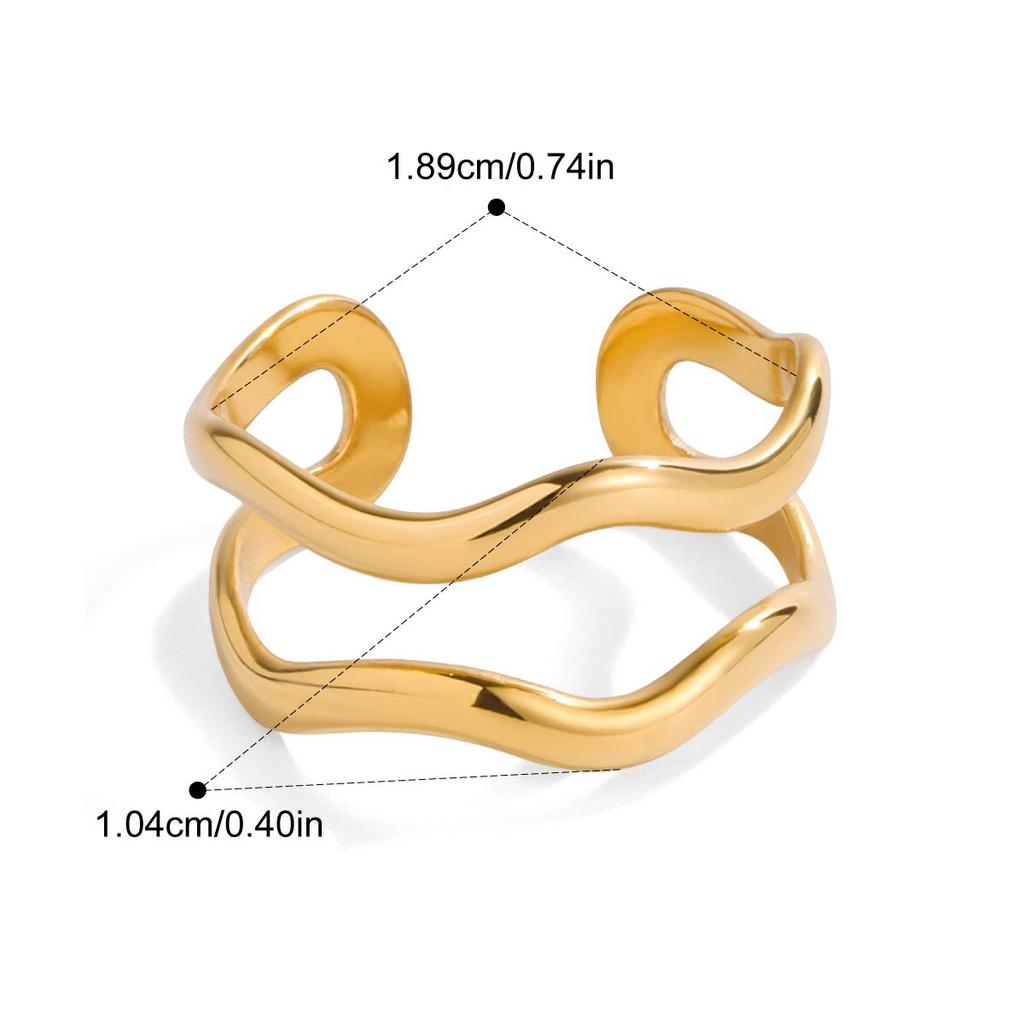 Yori Hot Style Stainless Steel Open Adjustable Ring 18K PVD Plated High Quality Charm Stylish Golden Jewelry New