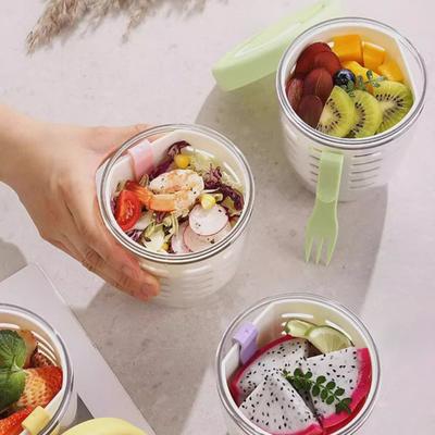 Taşınabilir Salata Bardağı Çatallı Meyve Saklama Kabı Buzdolabı İçin BPA İçermeyen Sızdırmaz Hareket Halinde Bardak Tazeliği Koruyan Salata Kabı