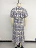 2025 Summer Ethnic Print V-Neck Short Sleeve Dress