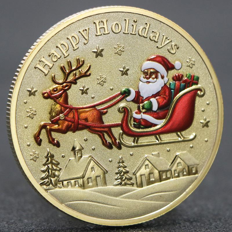 Santa Claus commemorative coins, reliefs, commemorative medals, metal crafts, gold coins, gifts, Christmas gifts