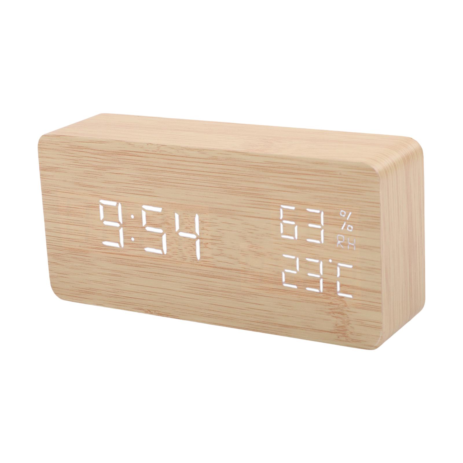 Adjustable Brightness Wooden Clock Humidity Display Temperature Humidity Display 15 7 4cm Smart LED Clock Adjustable Brightness