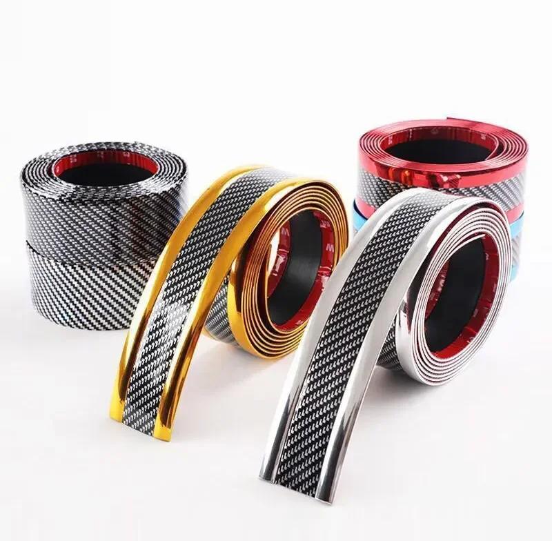 Auto Stickers Anti Kras Instaplijsten Protector Rubber Strip Koolstofvezel Auto Drempel Bescherming Bumper Film Sticker Auto Styling