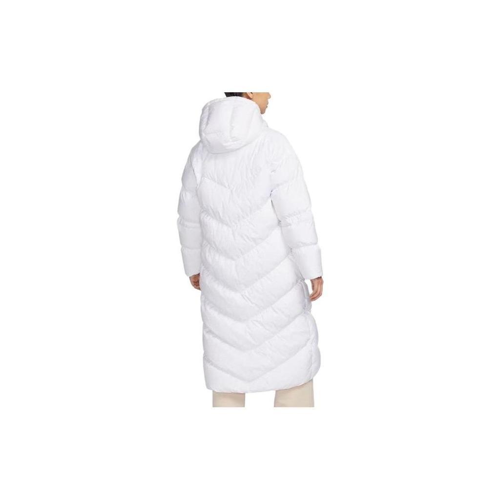 Nike Solid Color Hooded Long Casual Down Jacket Women Outerwear White FD8213-100