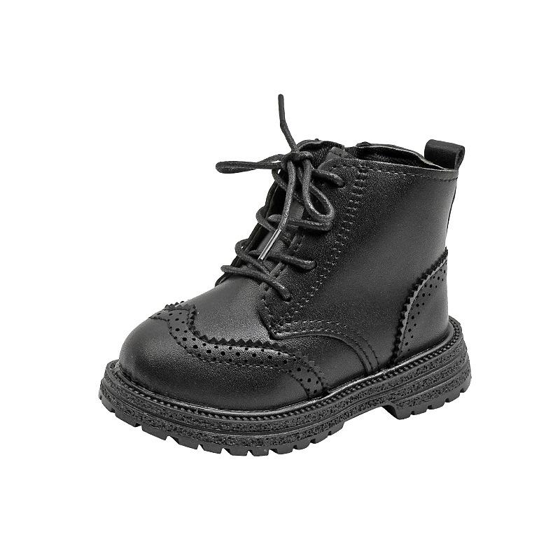 Children's short boots 2024 season new British retro Martin boots boys and girls fiber baby outdoor boots shoes