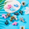 12Pcs Silicone Crosses Shaped Beads Leopard Colorful Print Loose Silicone Beads for Adult Necklaces Jewelry Making