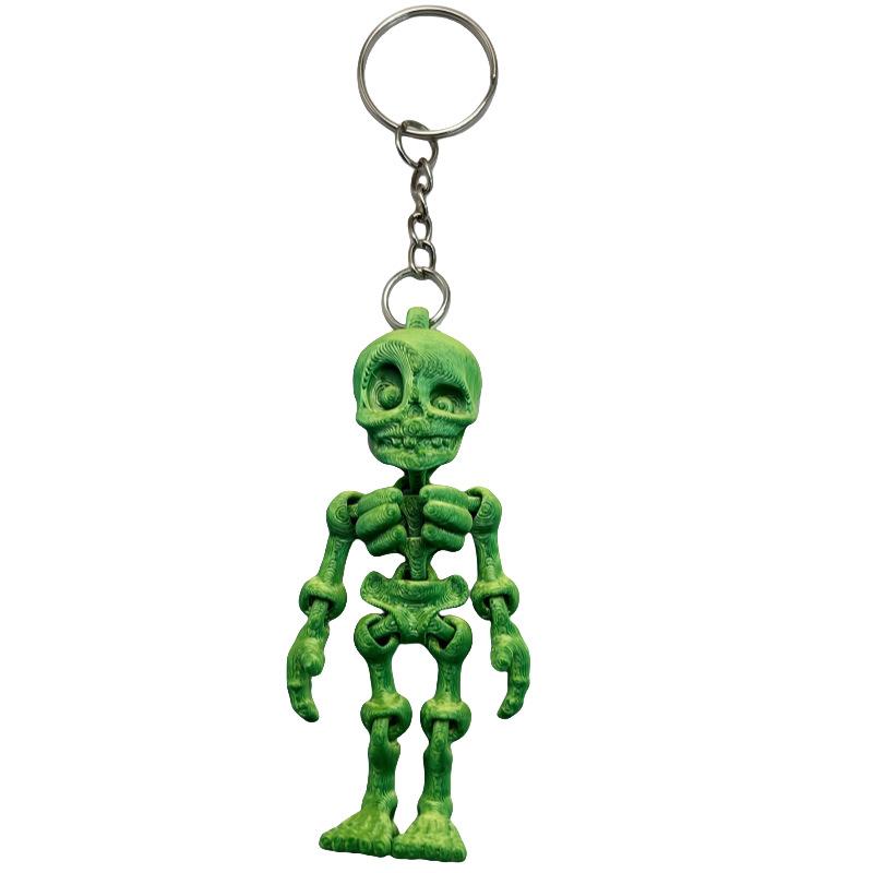 3D Printed Skeleton Keychain Pendant Joint Mobility Skeleton Stress Relief Toys Desktop Ornament Craft For Kid Halloween Gift
