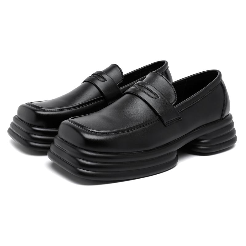Luxus Business Schuhe Herren Quadratische Spitze Designer Leder Freizeitschuhe Schlupfschuhe Gesellschaftsparty Schuhe Mode Dicke Sohle Herren Loafer