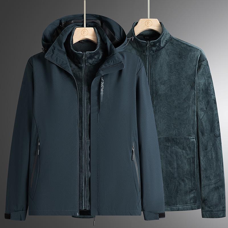 Outdoor Maple Leaf 3-in-1 Jacket: Detachable Camouflage Set with Fleece Lining, Waterproof, Ideal for Live Streaming Sales