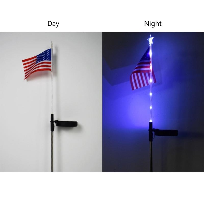 Solar American National Flag Led Light Waterproof Ornaments Crafts Ornaments for Festival Holiday New Year Garden Stake